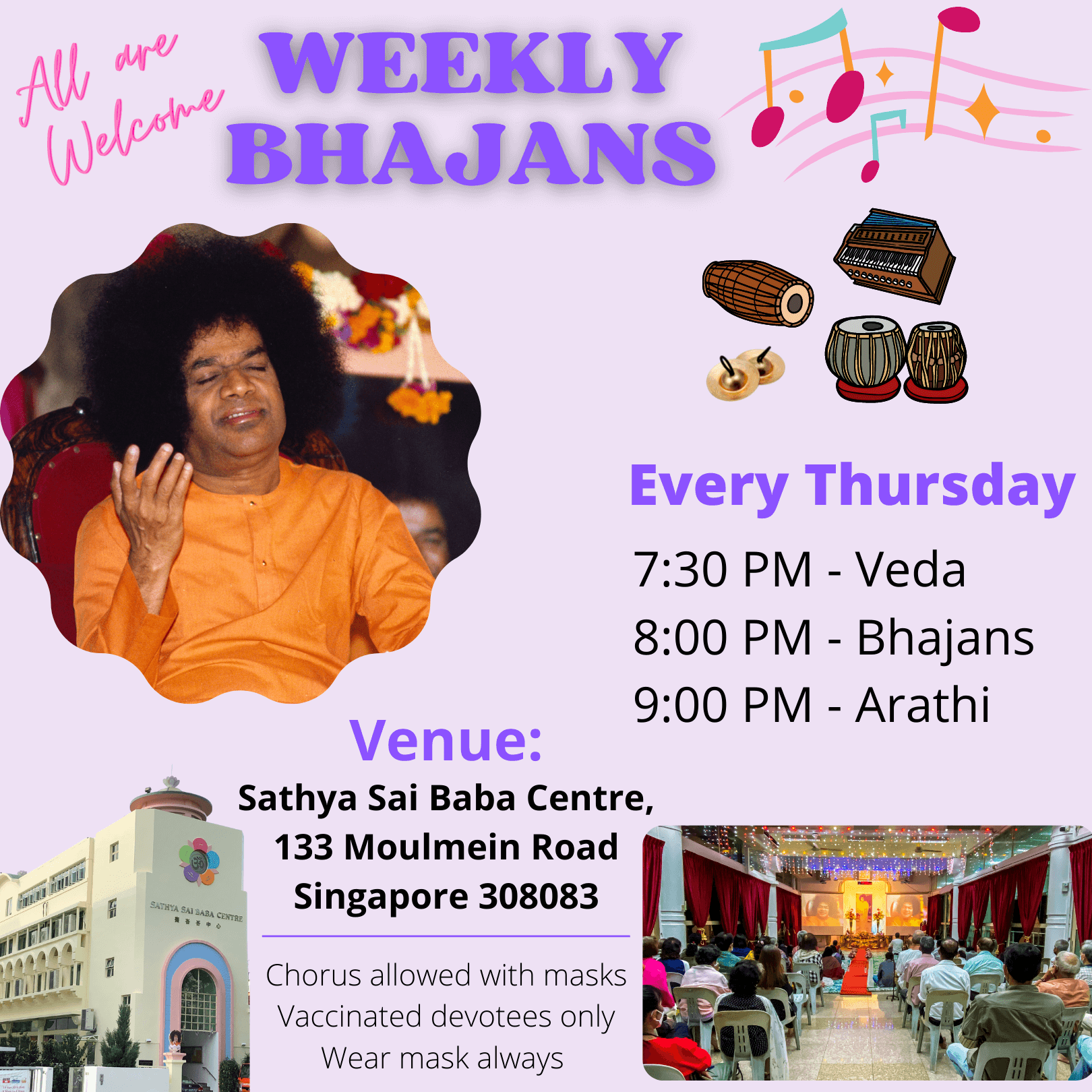 Weekly Thursday Bhajans Sri Sathya Sai Society, Singapore